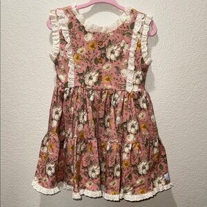 Charming Floral Kids Dress with Lace Trim